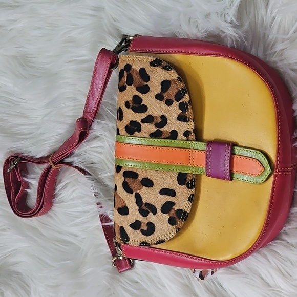 Folklore Couture Multi-Colored Leopard Print Crossbody NWT - Picture 2 of 13
